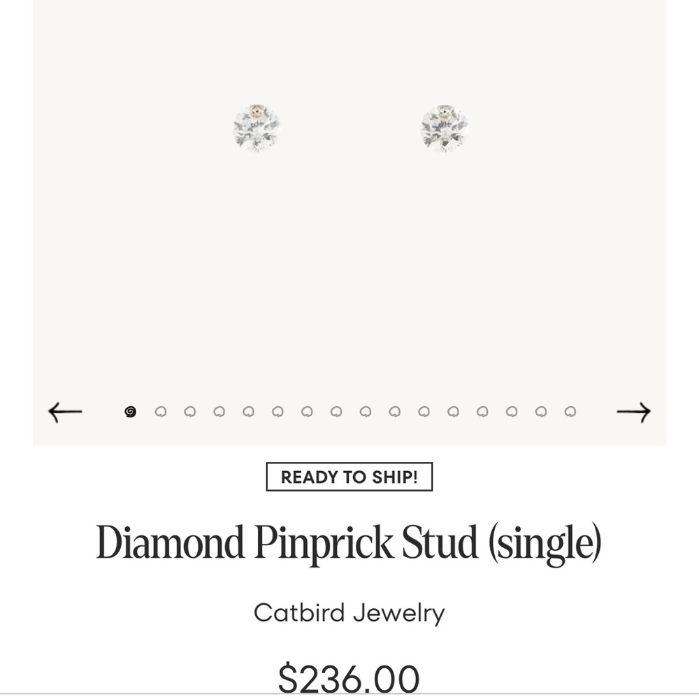 Catbird Diamond Pinprick Studs (as a Pair)